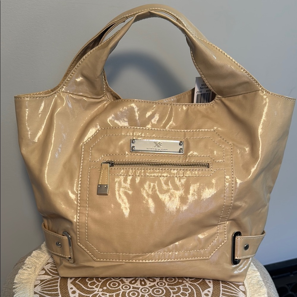MAXX NEW YORK Women's Bag Purse Shiny Beige NWT